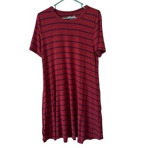3/$20 Half Moon Women’s Red & Navy Blue Striped Short Sleeve T-Shirt Dress